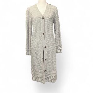 Sundance Cotton Open Knit Duster Cardigan Boho Cottagecore Button Long Sweater M